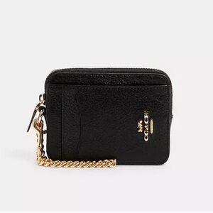 Coach Zip Card Case - Black & Gold